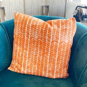 NEW Orange White Geometric Scale Throw Pillow Tangerine Creamsicle